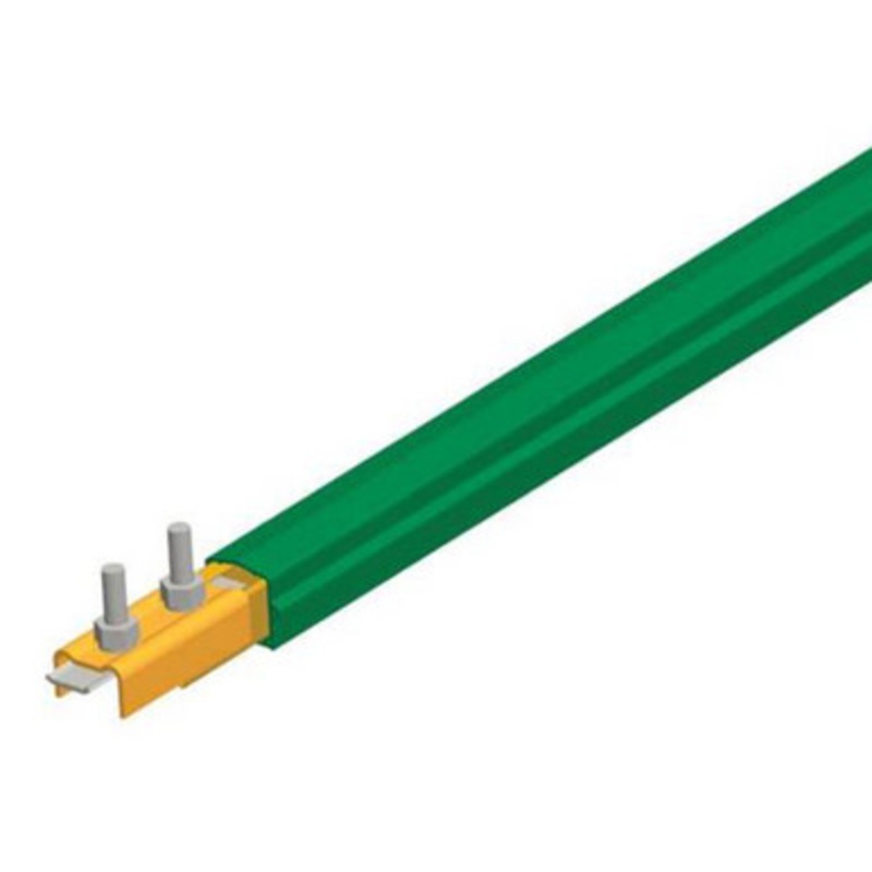 Conductix Safe-Lec 2 Conductor Bar 160A, 14.76 ft. Copper, Green PVC Cover, w/ Splice Joint