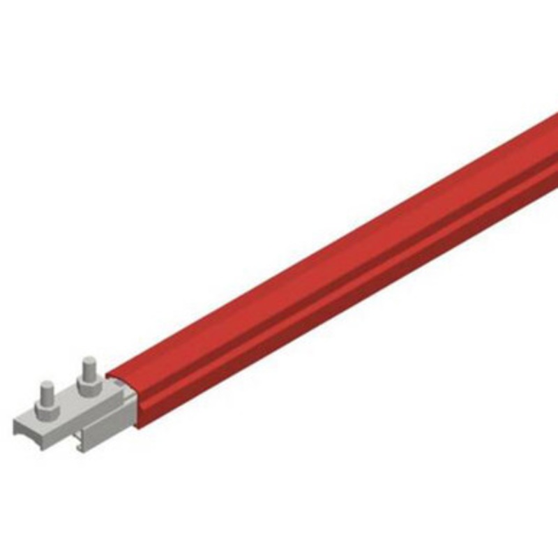 Conductix Safe-Lec 2 Conductor Bar 400A AL/SS, 14.67 ft. Red Medium Heat Polycarbonate Cover, w/ Splice Joint