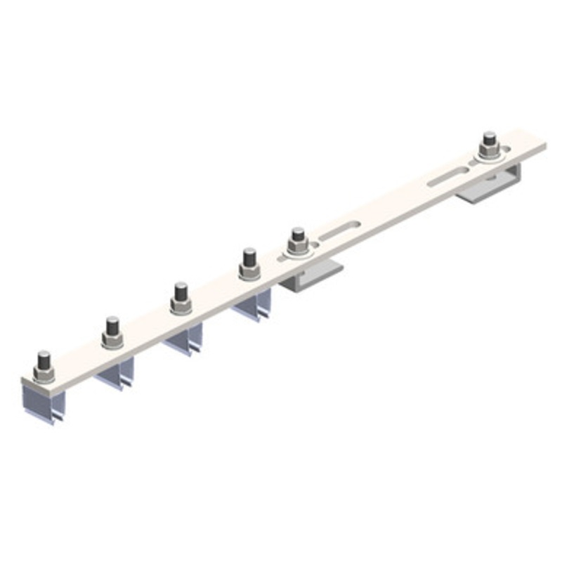 Conductix 8-Bar, Bracket, Flange, with Hanger Clamps, Steel Snap-in, 4 on one side, 21.75 inch L