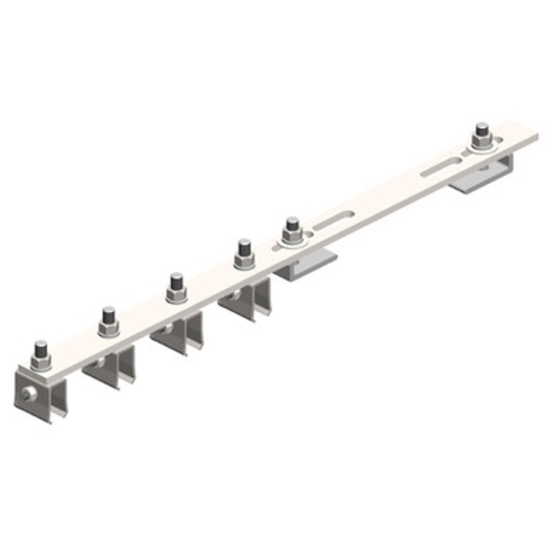 Conductix 8-Bar, Bracket, Flange, with Hanger Clamps, Steel Cross-Bolt, 4 on one side, 21.75 inch L