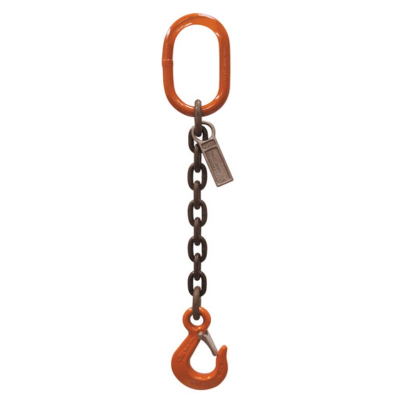 SO 5/8 Single Leg 18,200 lb. WLL, Oblong Link and Hook, Grade 80 Chain Sling