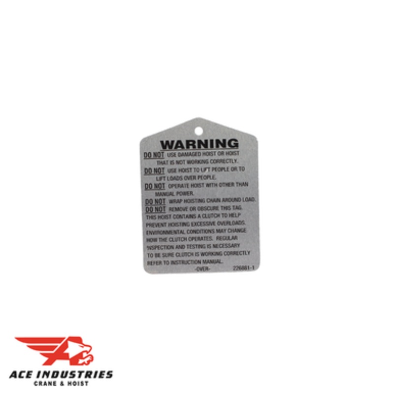 Tag Warning Located By The Lower Hook - 22688101