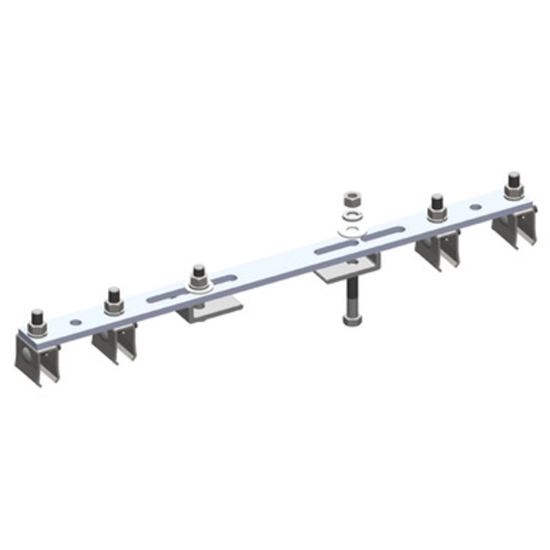 Conductix 8-Bar, Bracket, Flange, with Hanger Clamps, Steel Cross-Bolt, 2+2, 19 3/8 inch L