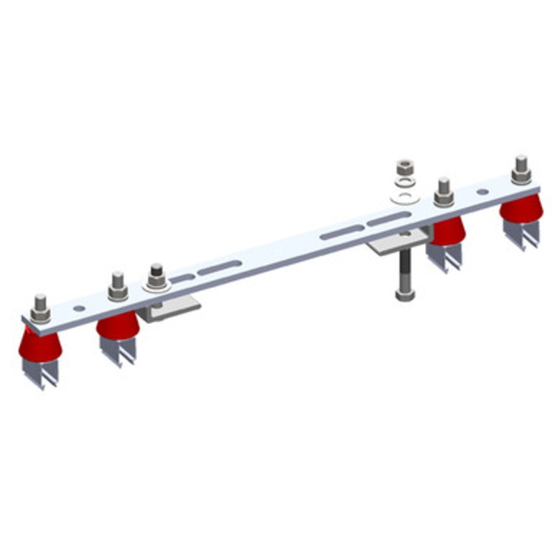 Conductix 8-Bar, Bracket, Flange, with Hanger Clamps, Steel Snap-in, w/insulators, 2/2, 19 3/8 inch L