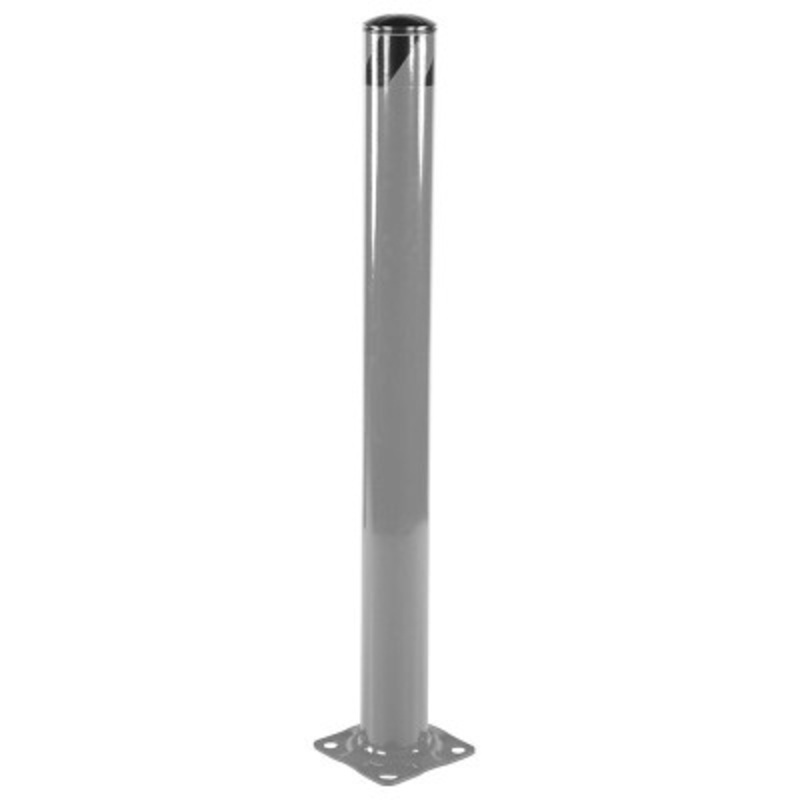Steel Pipe Safety Bollard, 48in x 4-1/2in, Gray Semi Gloss
