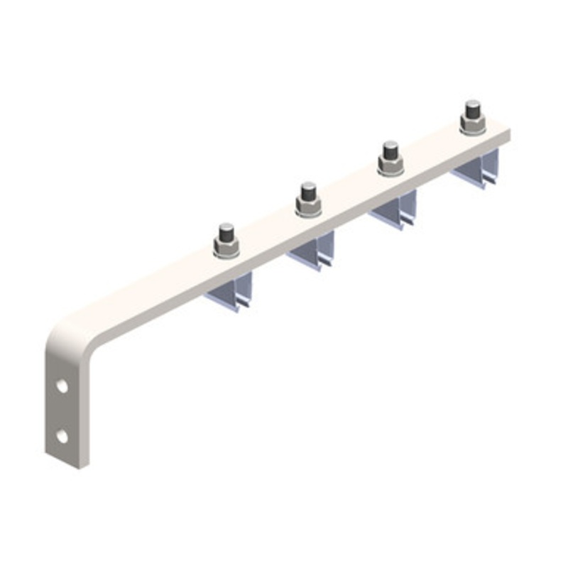 Conductix 8-Bar, Bracket, Web, with Hanger Clamps, 4 Steel Snap-in, 3 inch on Center, 15.75 inch L