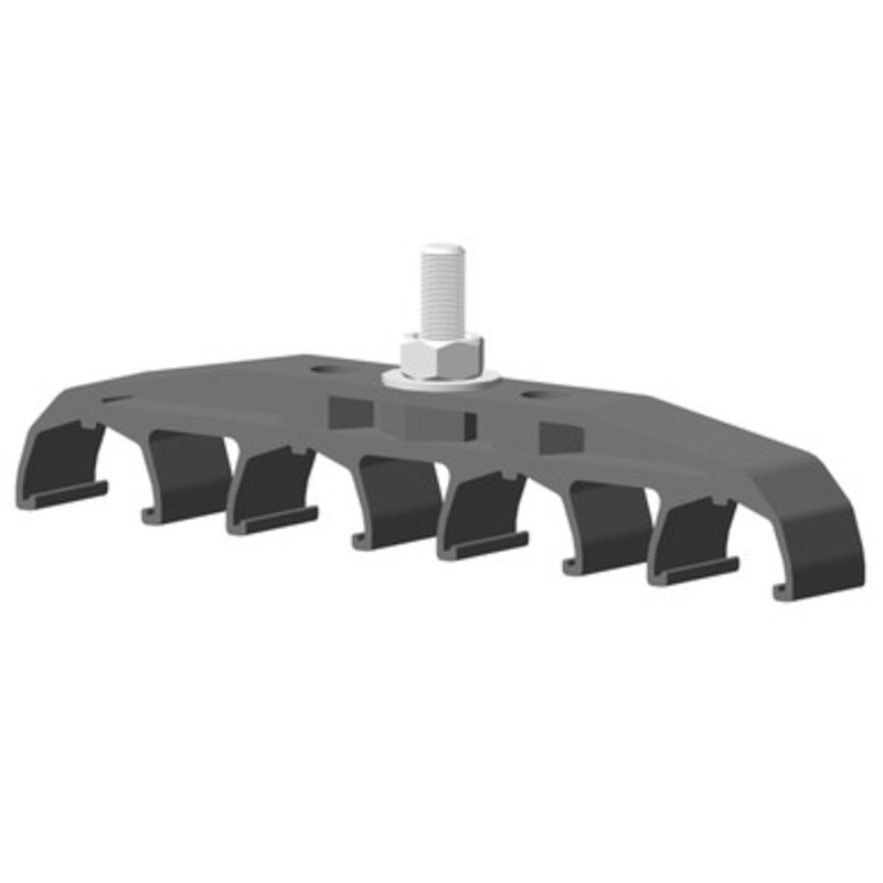 Conductix Safe-Lec 2 Hanger Clamp, 4-Pole, Lateral Mount, 2-Bolt, Std Heat, Black Acetyl, Stainless Steel Hardware