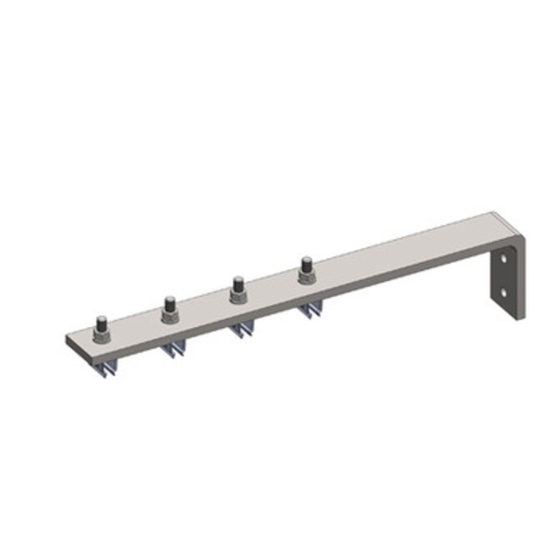 Conductix 8-Bar, Bracket, Web, with Hanger Clamps, 4 Steel Snap-in, 3 inch on Center, 19 inch L