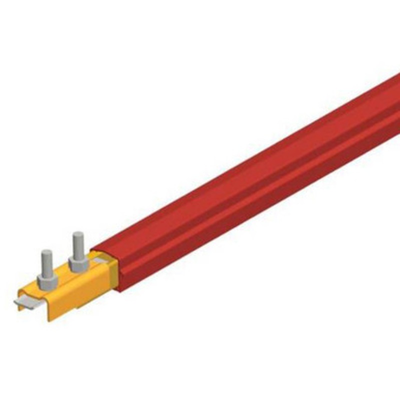 Conductix Safe-Lec 2 Conductor Bar 14.76 ft., 400A Copper, Red Medium Heat Polycarbonate Cover, w/ Splice Joint