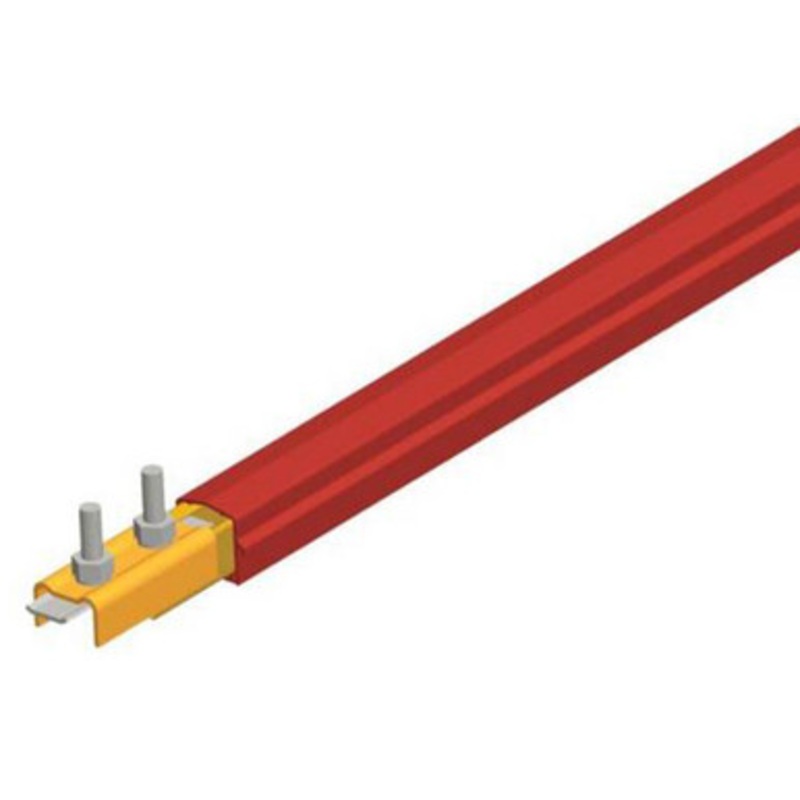 Conductix Safe-Lec 2 Conductor Bar 160A, 14.76 ft. Copper, Red Medium Heat Polycarbonate Cover, w/ Splice Joint