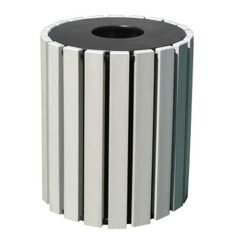 100% Recycled Plastic Trash Receptacle Round 33 Gallon Sand
