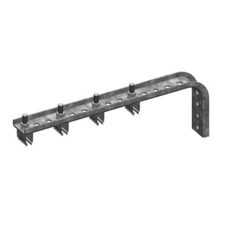 Conductix 8-Bar, Bracket, Web, with Hanger Clamps, 4 Steel Snap-in, 3 inch on Center, 15.5 inch L
