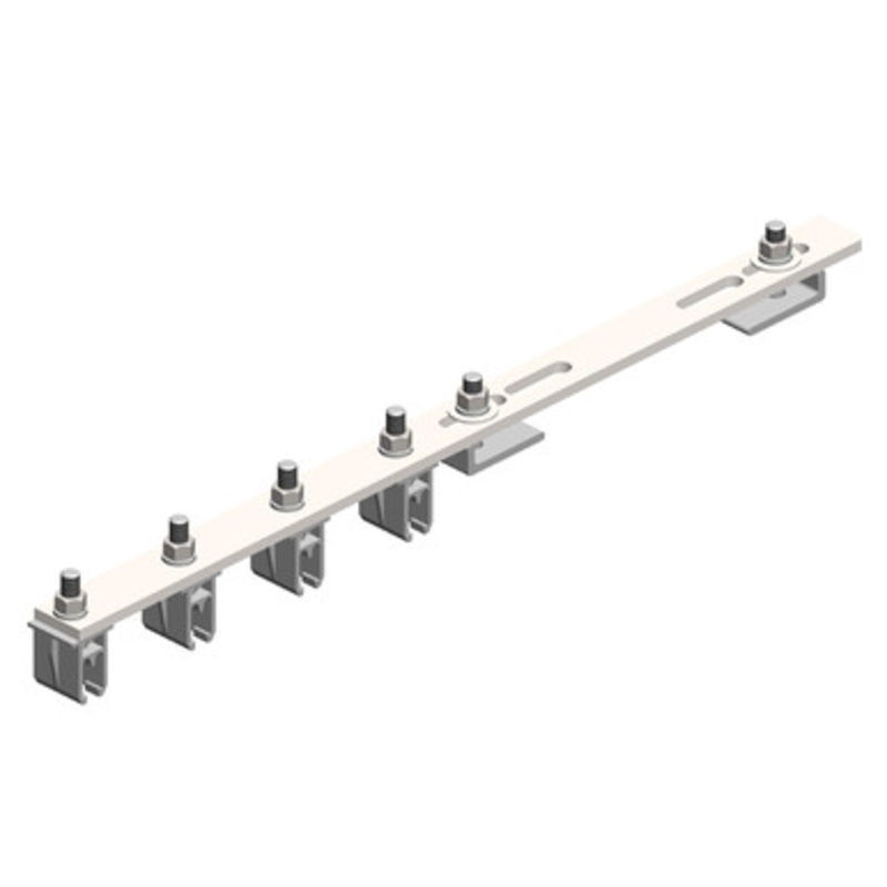 Conductix 8-Bar, Bracket, Flange, with Hanger Clamps, Plastic Snap-in, 4 on one side, 21.75 inch L