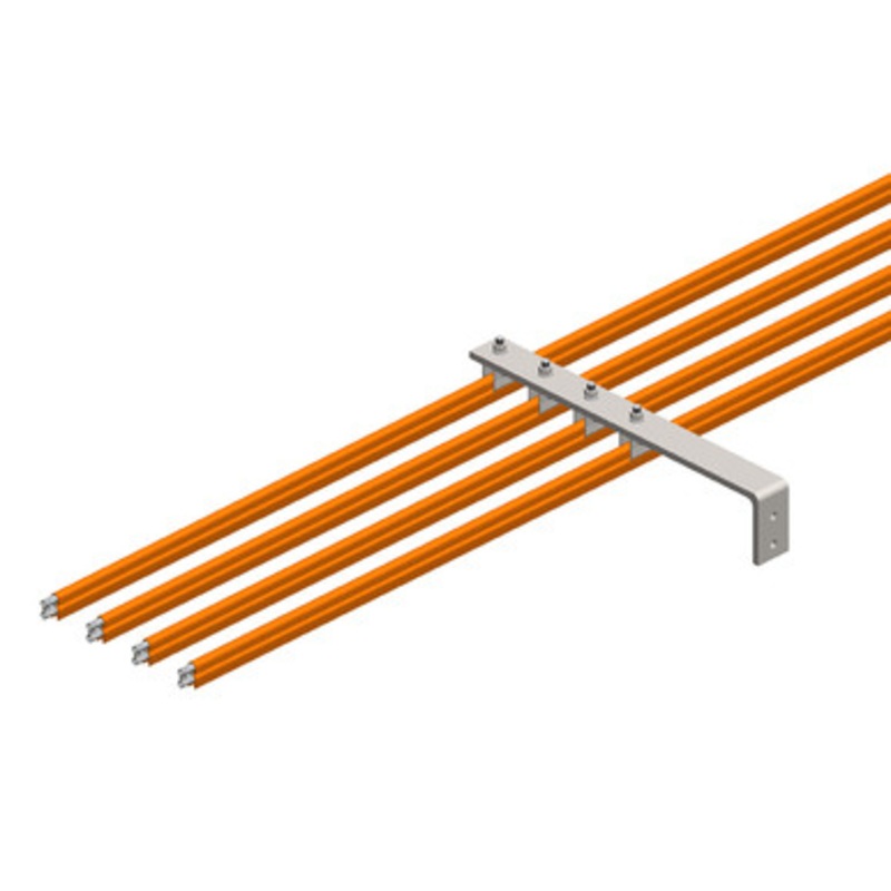 Conductix 8-Bar, Bracket, Web, with Hanger Clamps, 4 Steel Cross-Bolt, 3 inch OC, 19 inch L
