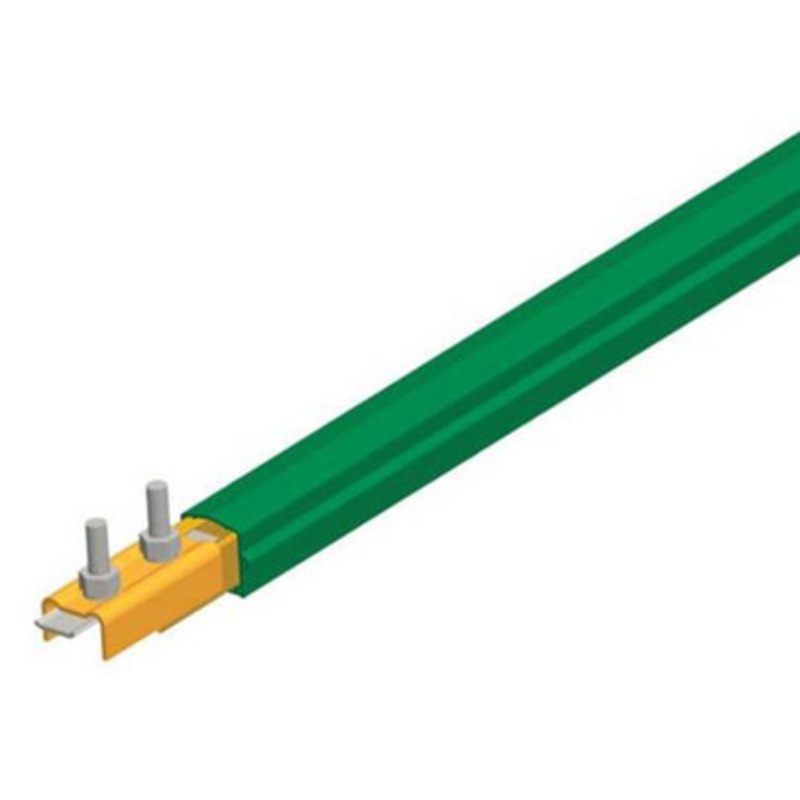 Conductix Safe-Lec 2 Conductor Bar 14.76 ft., 400A Copper, Green PVC Cover, w/ Splice Joint