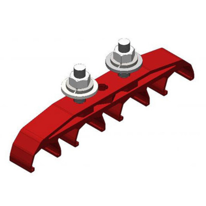 Conductix Safe-Lec 2 Hanger Clamp, 4-Pole, Lateral Mount, 2-Bolt, Med Heat, Red Polycarbonate