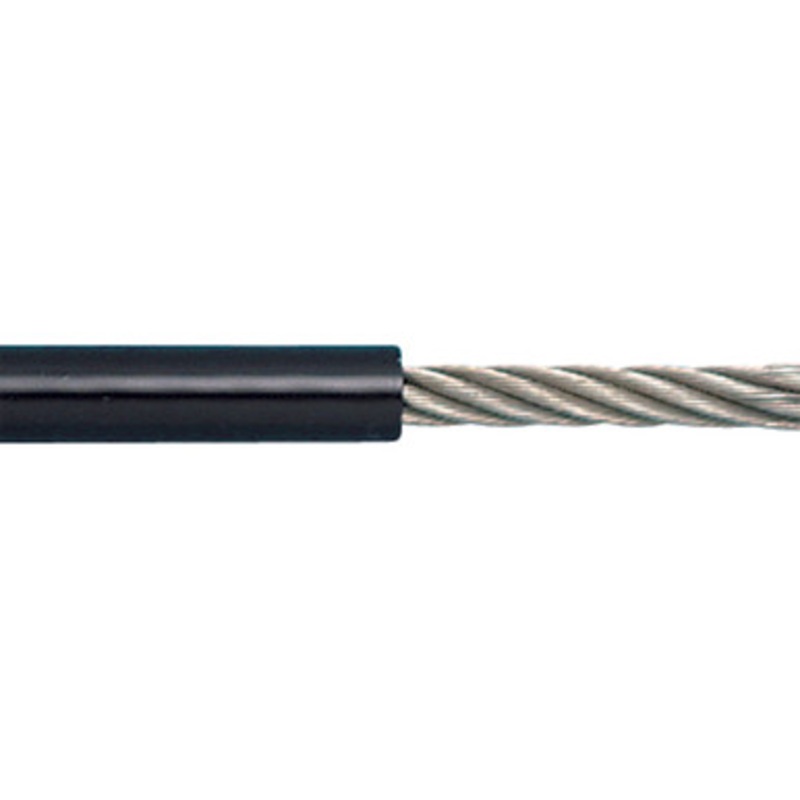 Suncor  - 1/16 PVC Coated Wire Rope 7 x 7 316 Stainless Steel - 1,000ft Reel - Black PVC