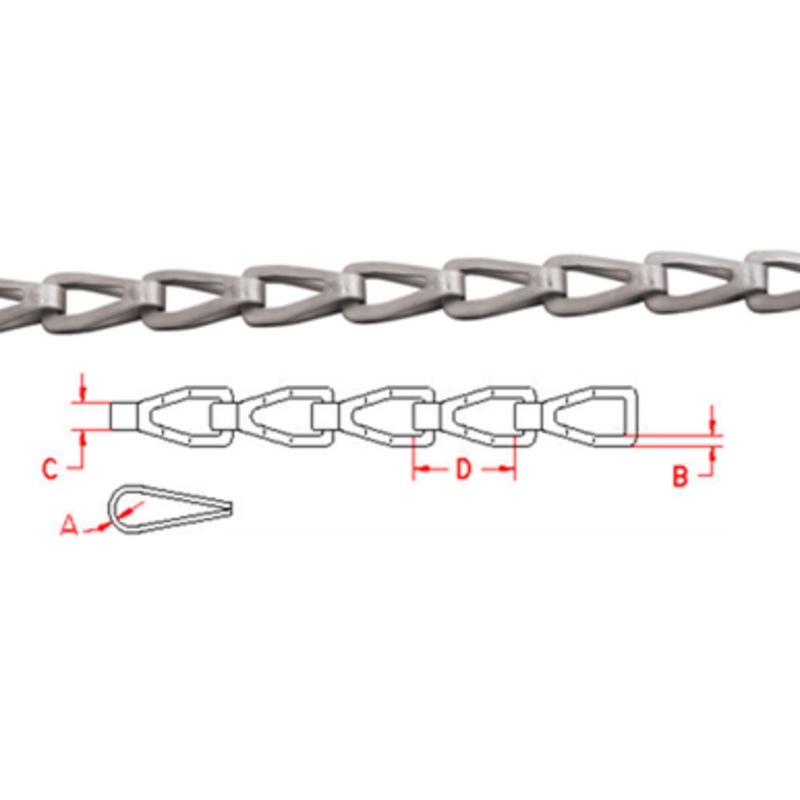 Suncor #8 Sash Chain (S10) 302 Stainless Steel - 100ft per Box