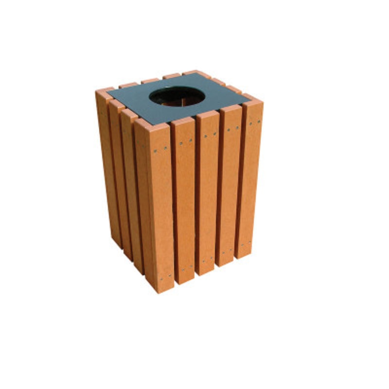 100% Recycled Plastic Square Trash Receptacle 22 Gallon Cedar