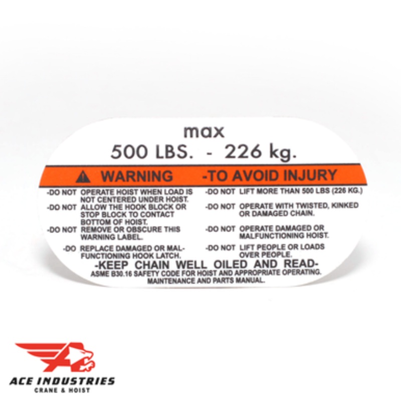 CM Capacity Warning 500# Label, 20763 (1158)