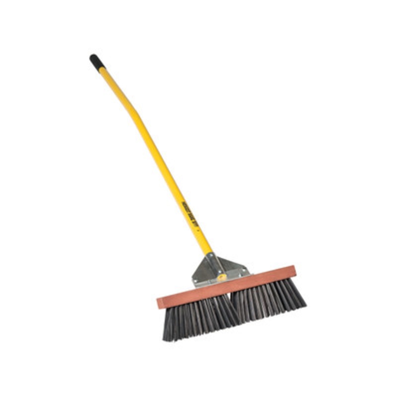 Wire Broom, 16in Round Steel, 60in Yellow Aluminum Handle