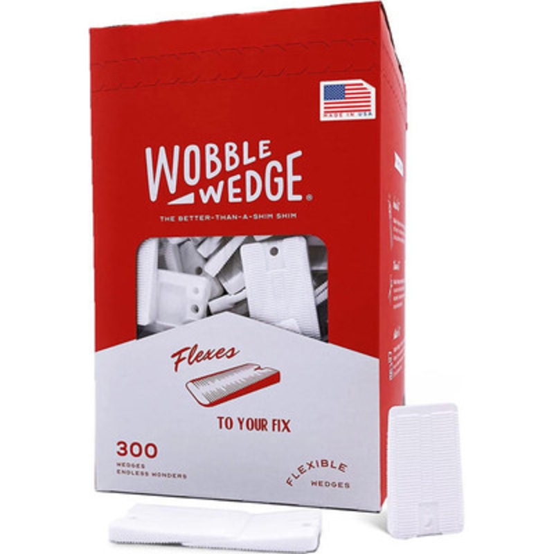 Wobble Wedges 7300, Flexible White Plastic Shims (Case of 1800)