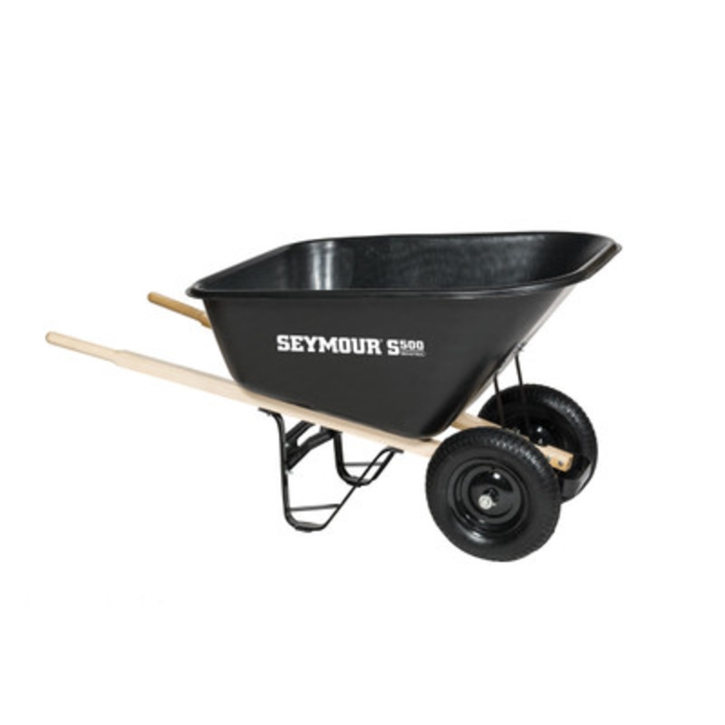 10 Cu. Ft. Wheelbarrow, Tray, Wood Handles, Dual Tires