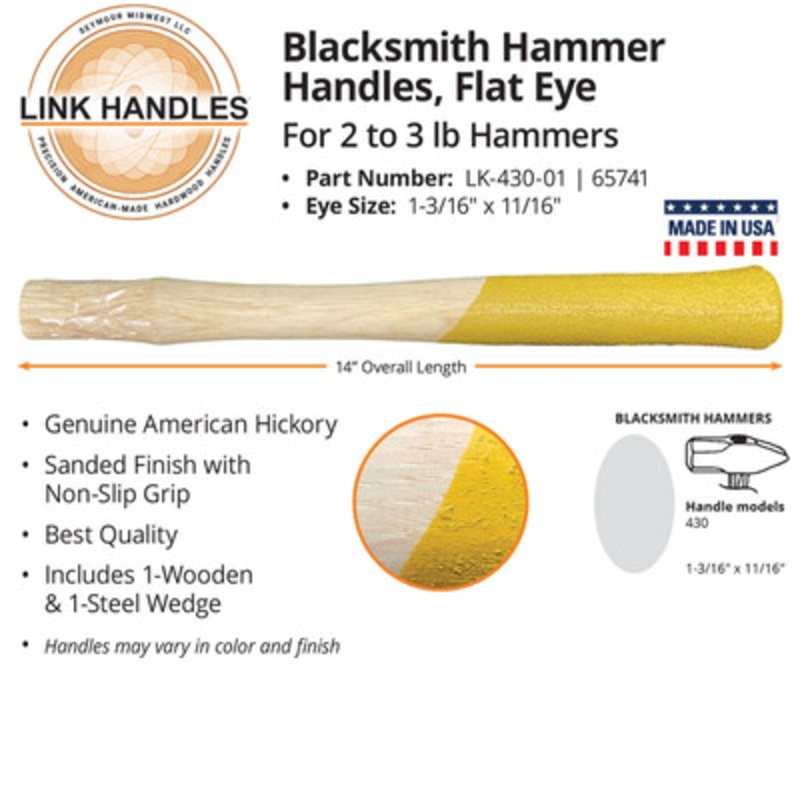 14in Engineer's Hammer Handle, Flat Eye for 2 to 3 Lb. Hammers