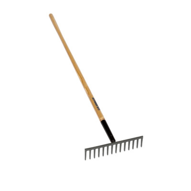 14 Tine Forged Stone Rake, 66in Hardwood Handle