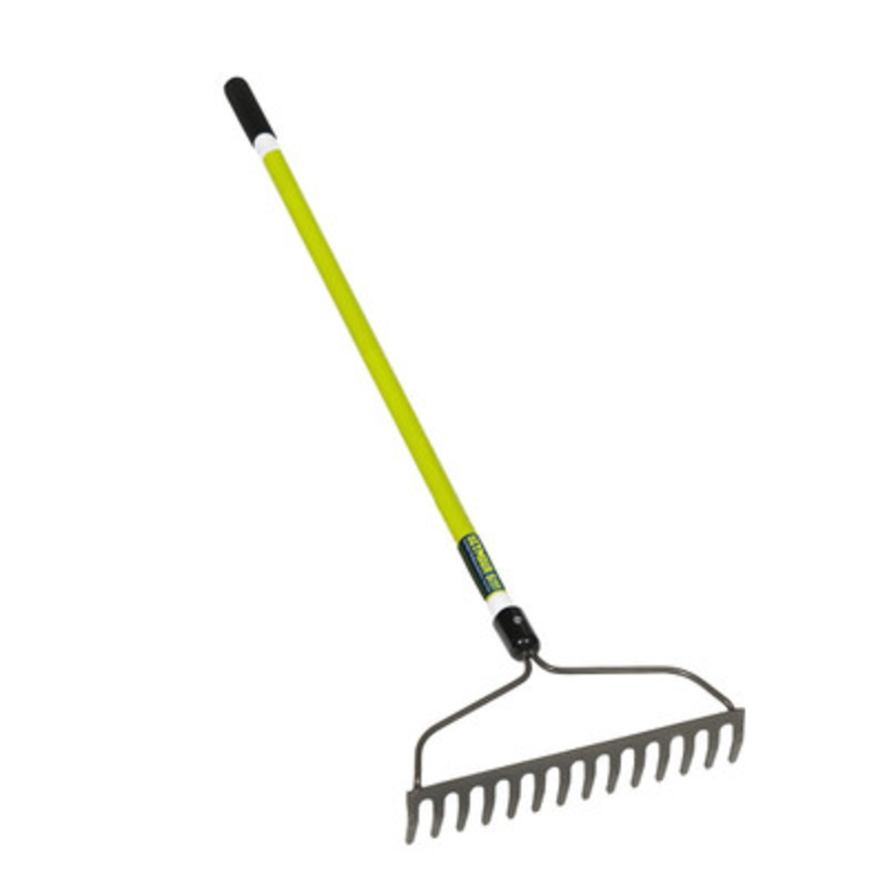 15in Bow Rake, 60in Fiberglass Handle, Retroreflective Tape
