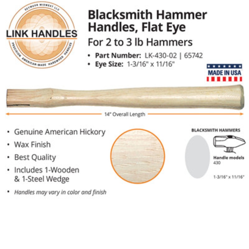 14in  Hammer Handle, Flat Eye for 2 to 3 Lb. Hammers