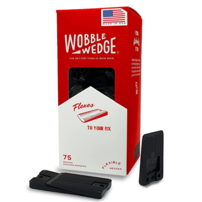 Wobble Wedges 4075, Flexible Black Plastic Shims (Case of 900)