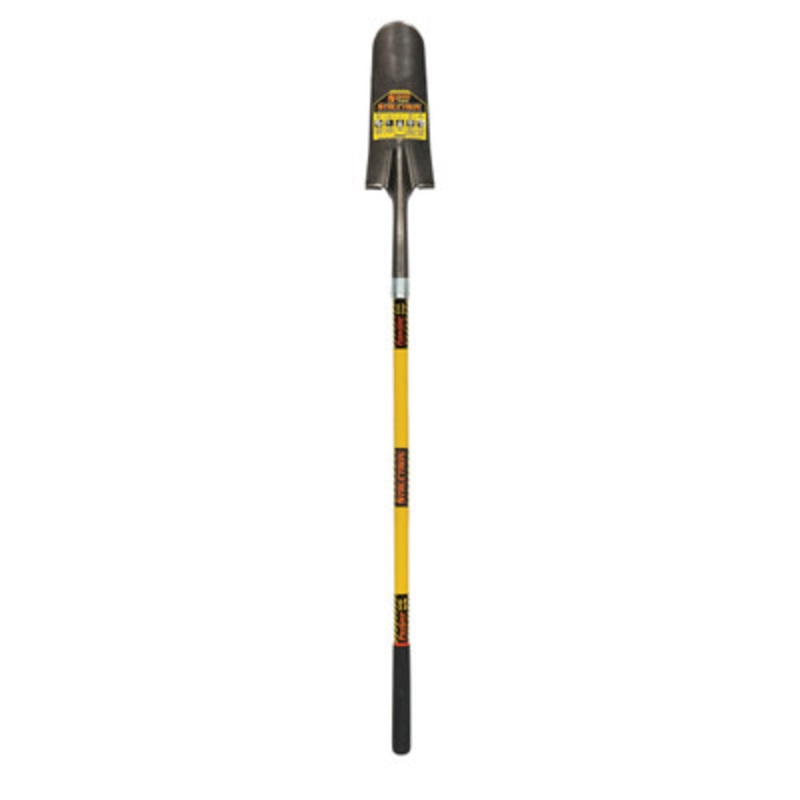 14in Drain Spade, Front Turn Step Open Back, 48in Yellow Handle