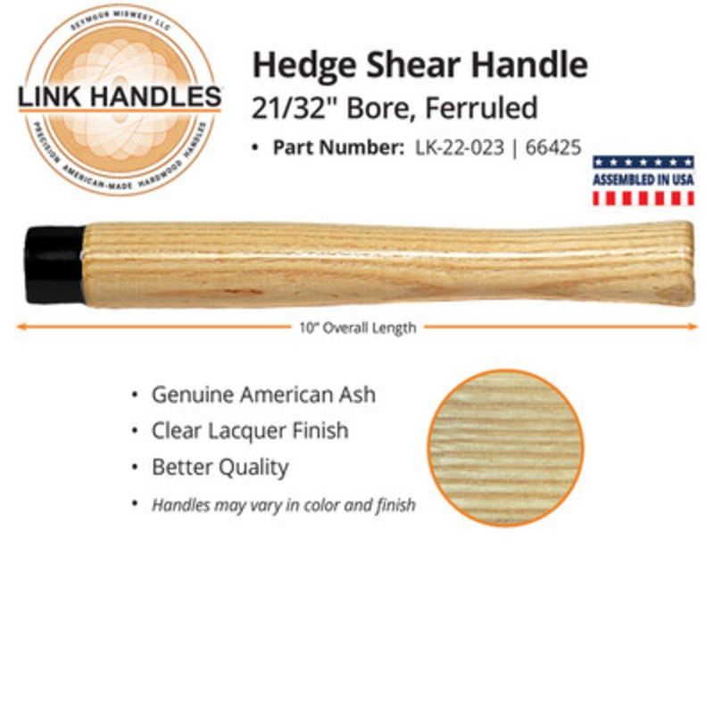 10in Hedge Shear Handle, Ferruled, 21/32in Bore