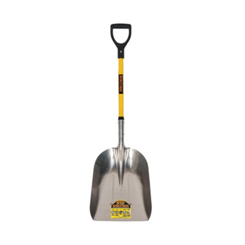 #12 Aluminum Grain Scoop, 29in Yellow Handle, Poly D-Grip