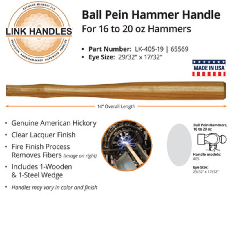 14in Ball Pein Machinist Hammer Handle For 16 to 20 Oz Hammers