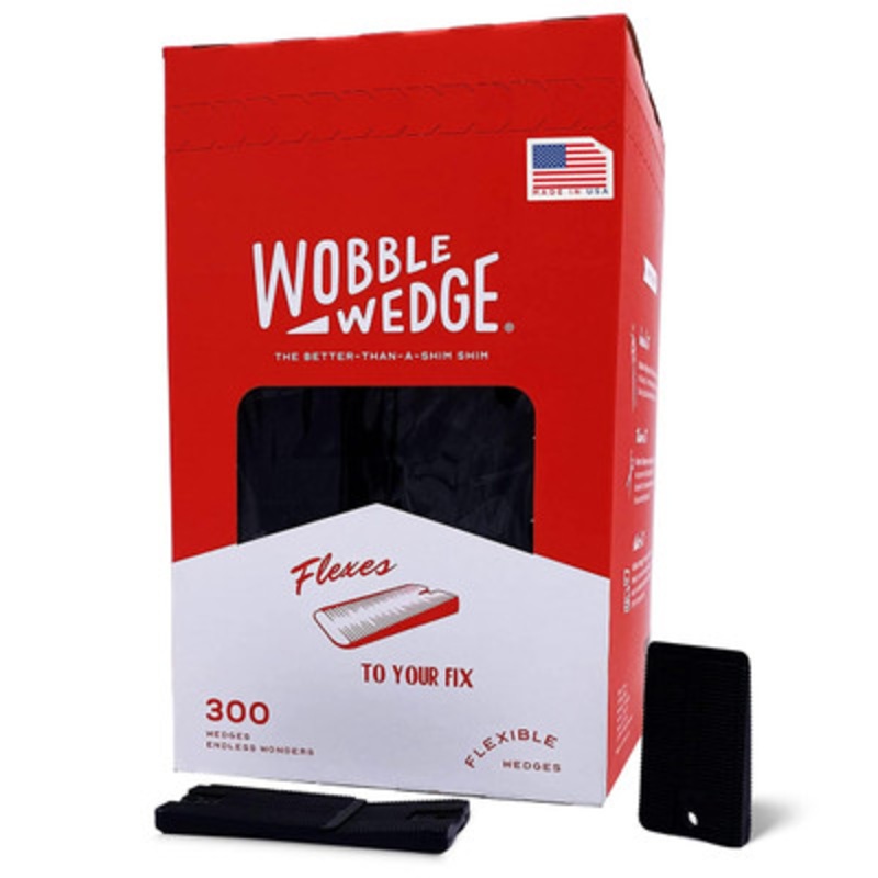 Wobble Wedges 4300, Flexible Black Plastic Shims (Case of 1800)