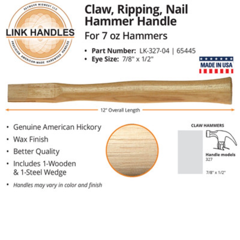 12in Claw Hammer Handle for 7oz Hammers
