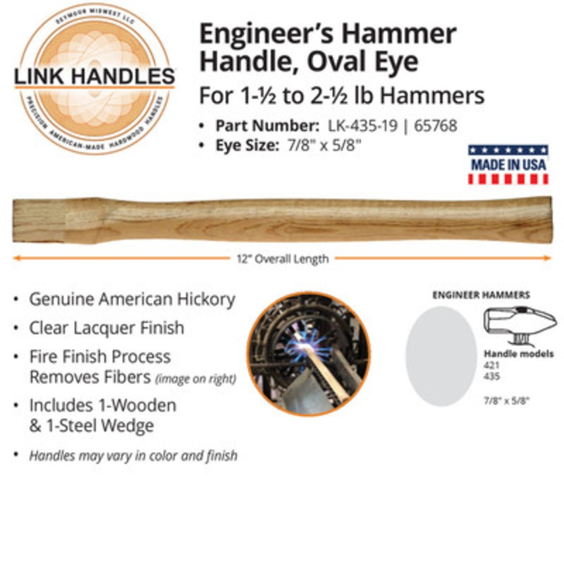 12in Engineer's Hammer Handle, Oval Eye for 1-1/2 to 2-1/2 Lb.