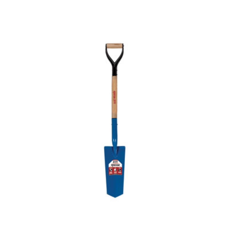 14in Drain Spade, Front Turn Step Open Back, 30in Handle, D-Grip