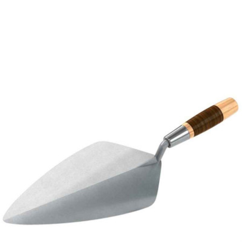 Wide London Forged Steel Brick Trowel, 12in, Leather Handle