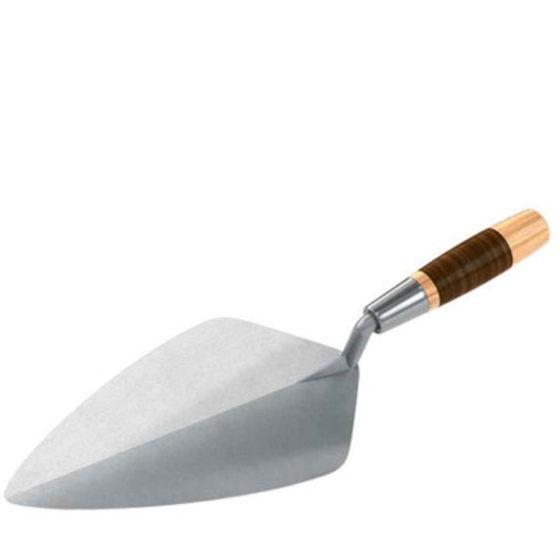 Wide London Forged Steel Brick Trowel, 11in, Leather Handle