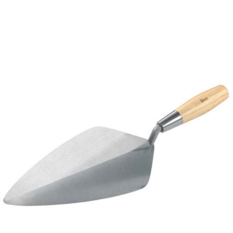 Wide London Forged Steel Brick Trowel, 12in With Wood Handle