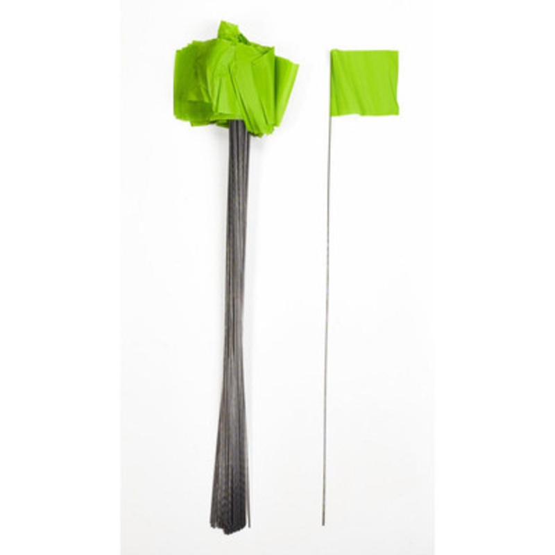 Wire Marking Flags, 4in x 5in x 30in, Glow Lime (1000/Box)