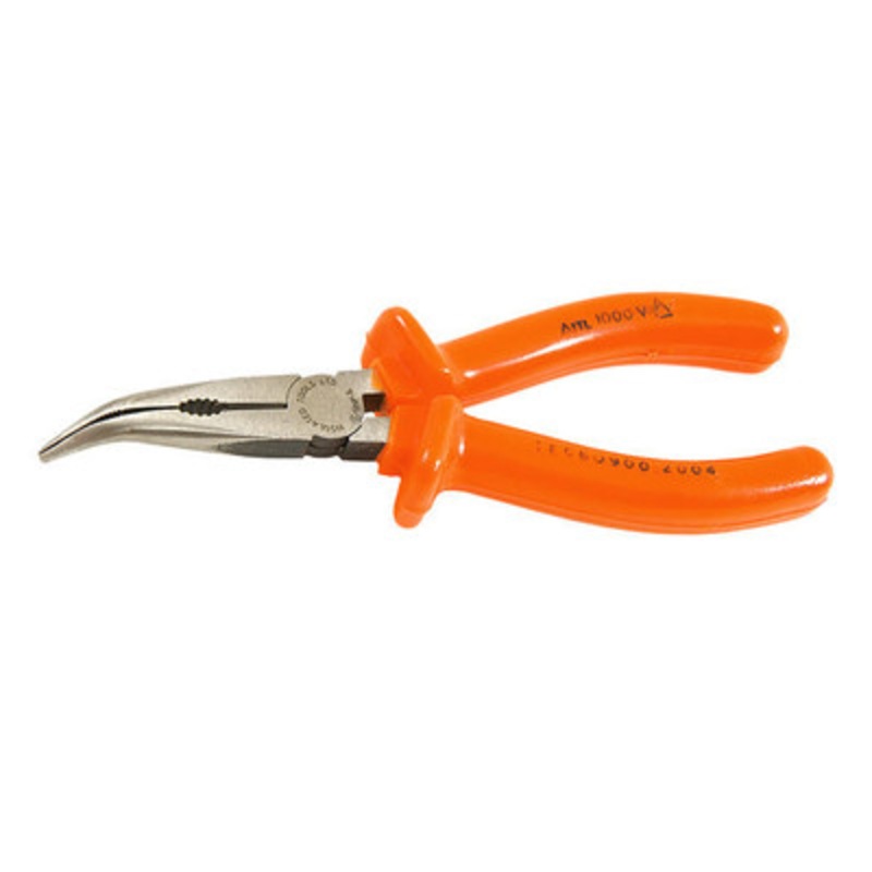 1000V Insulated Bent Long-Nose Pliers, 6-1/4in