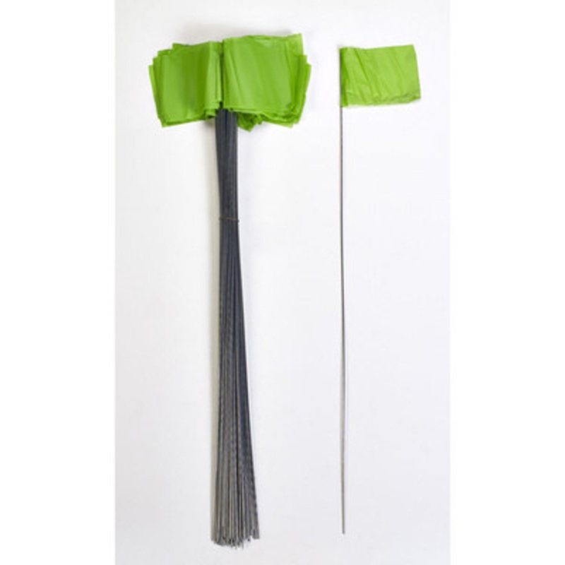 Wire Marking Flags, 2.5in x 3.5in x 21in, Green (1000/Box)
