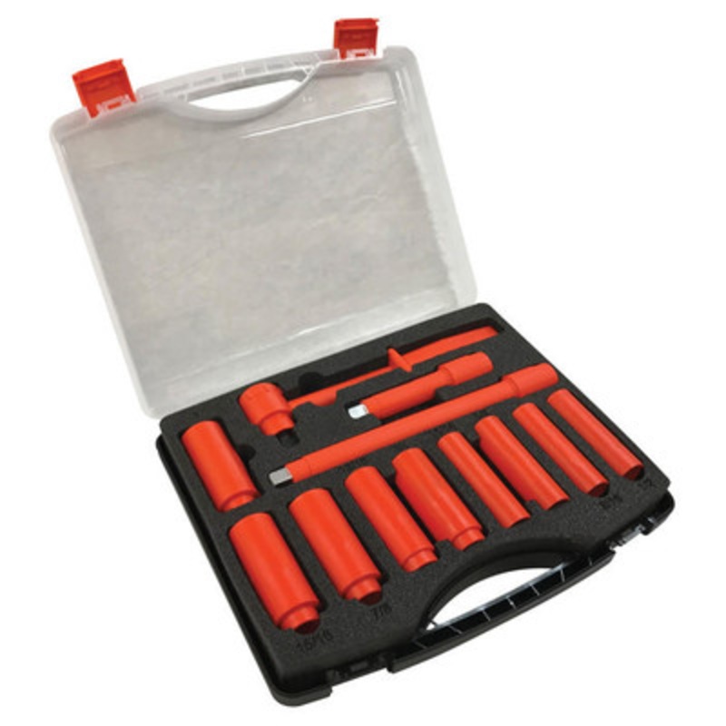 1000V Insulated Deep Socket Set, 1/2in Drive, 11-Piece