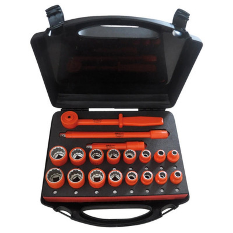 1000V Insulated Socket Set, 1/2in Drive, 19-Piece