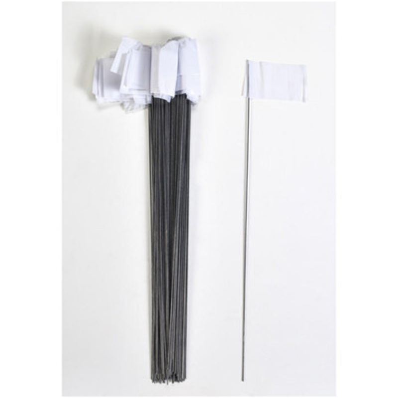 Wire Marking Flags, 2.5in x 3.5in x 21in, White (1000/Box)