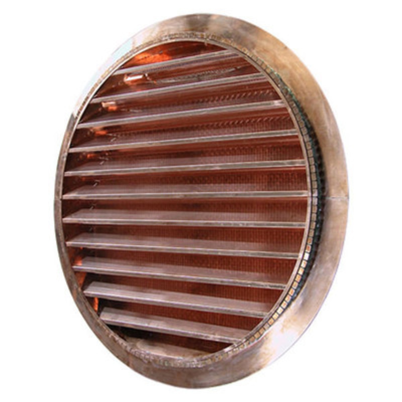 12in Copper Round Louvered Gable Wall Vent Stucco Mount